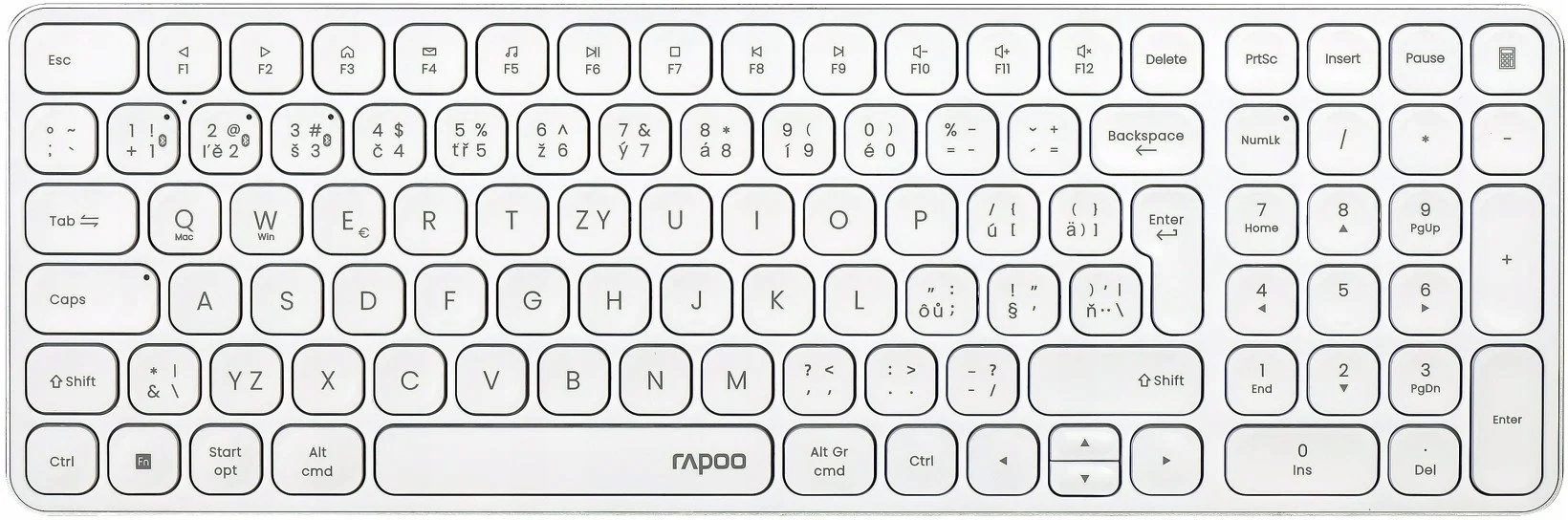 Rapoo E9310M multi-mode, Cz/ Sk layout bílá