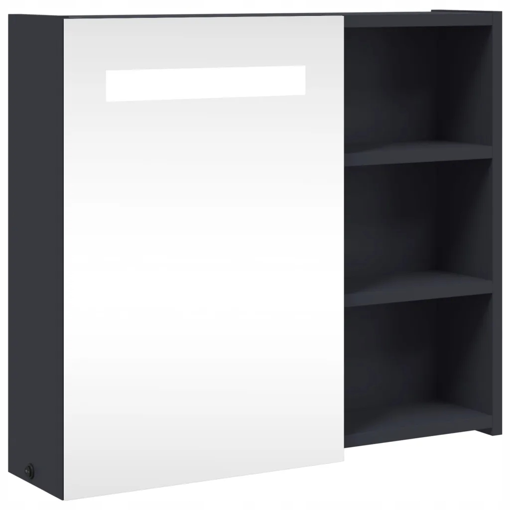 Koupelnová skříňka se zrcadlem, Usb, šedá, 60x13x52 cm, dřevěná