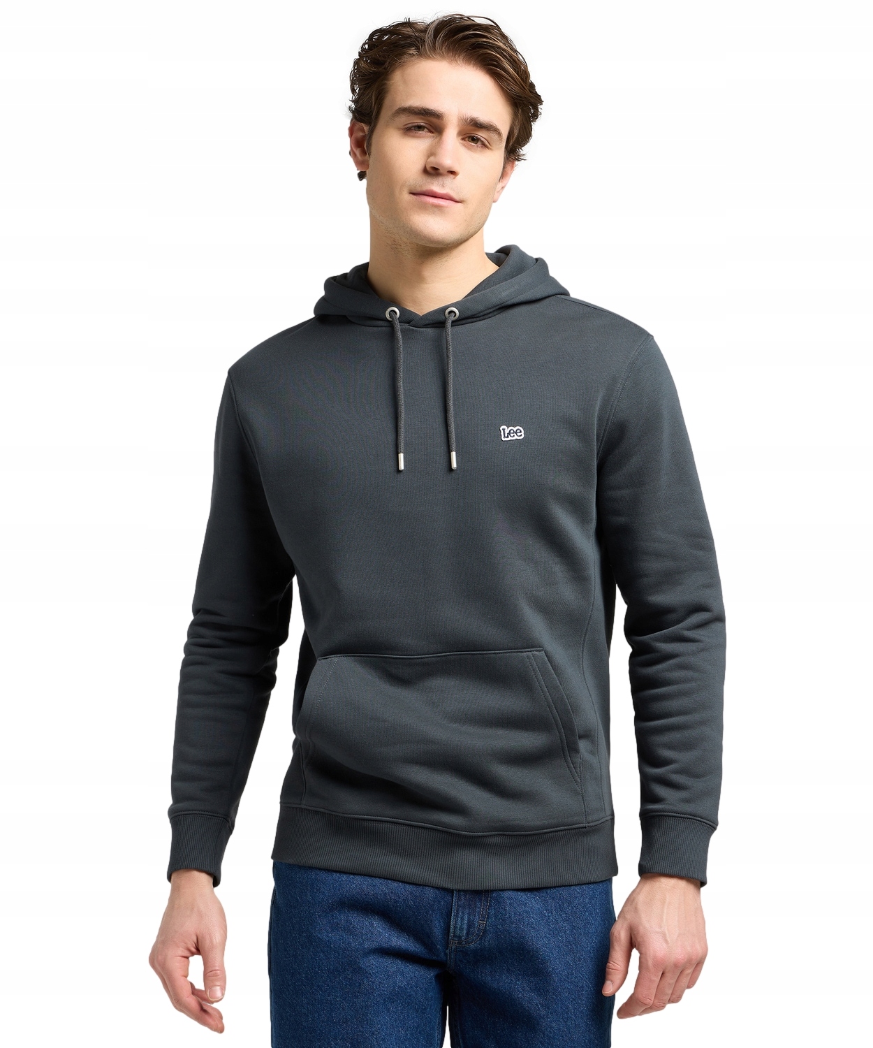 Mikina Lee Plain Hoodie 112371838 Washed Black L