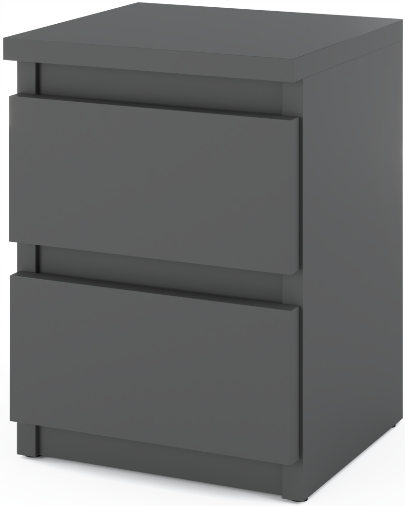 KOMODA SZAFKA NOCNA STOLIK 2 SZUFLADY SZARA MAT