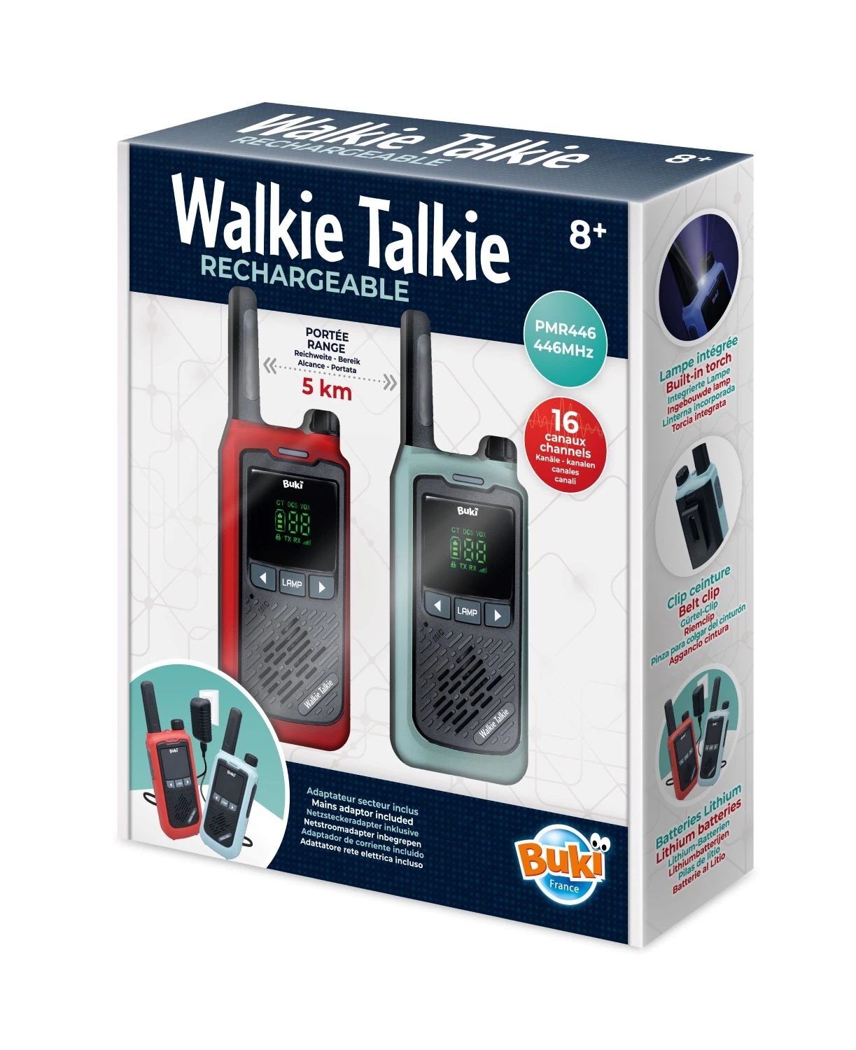 Buki Walkie Talkie 5km krótkofalówki z akumulatorami