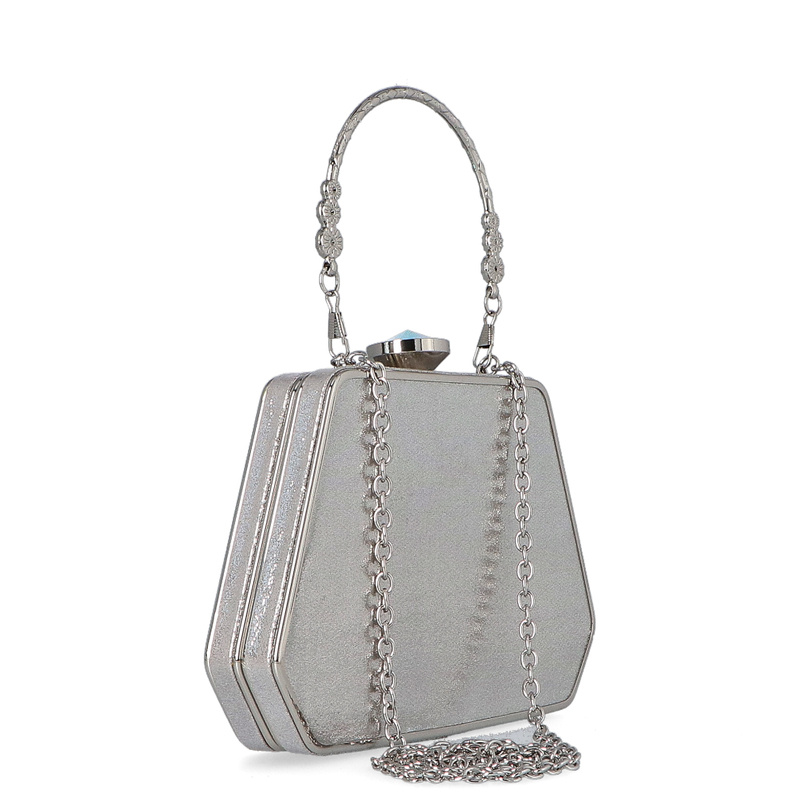 Torebka z kryształkami - MENBUR 85060 SREBRNA Materiał dominujący inny