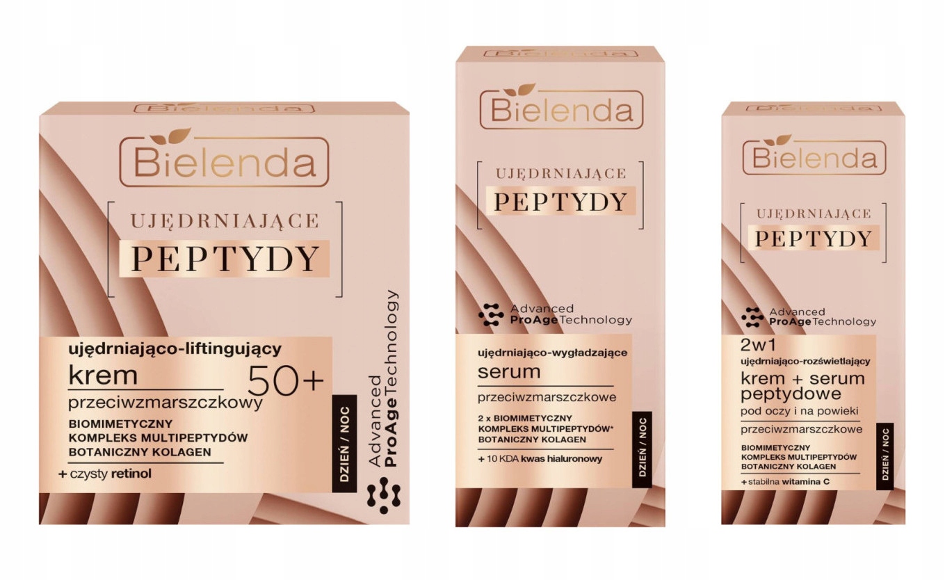 BIELENDA UJĘDR. PEPTYDY ZESTAW 50+ KREM 50ml + SERUM 30ml + OKO 15ml