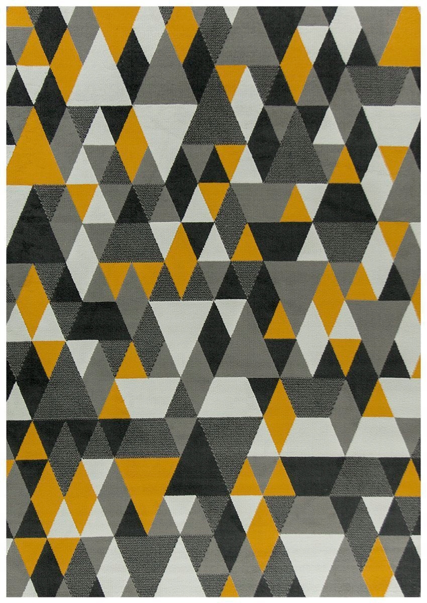 

140x200 cm Szary Żółty Miodowy Dywan Luna Trójkąty