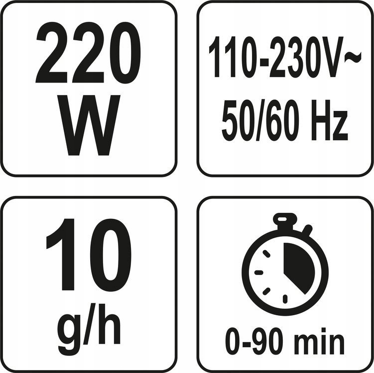 YT-73350/YAT GENERATOR OZONU 10G/H YT-73350 Waga produktu z opakowaniem jednostkowym 2.9 kg