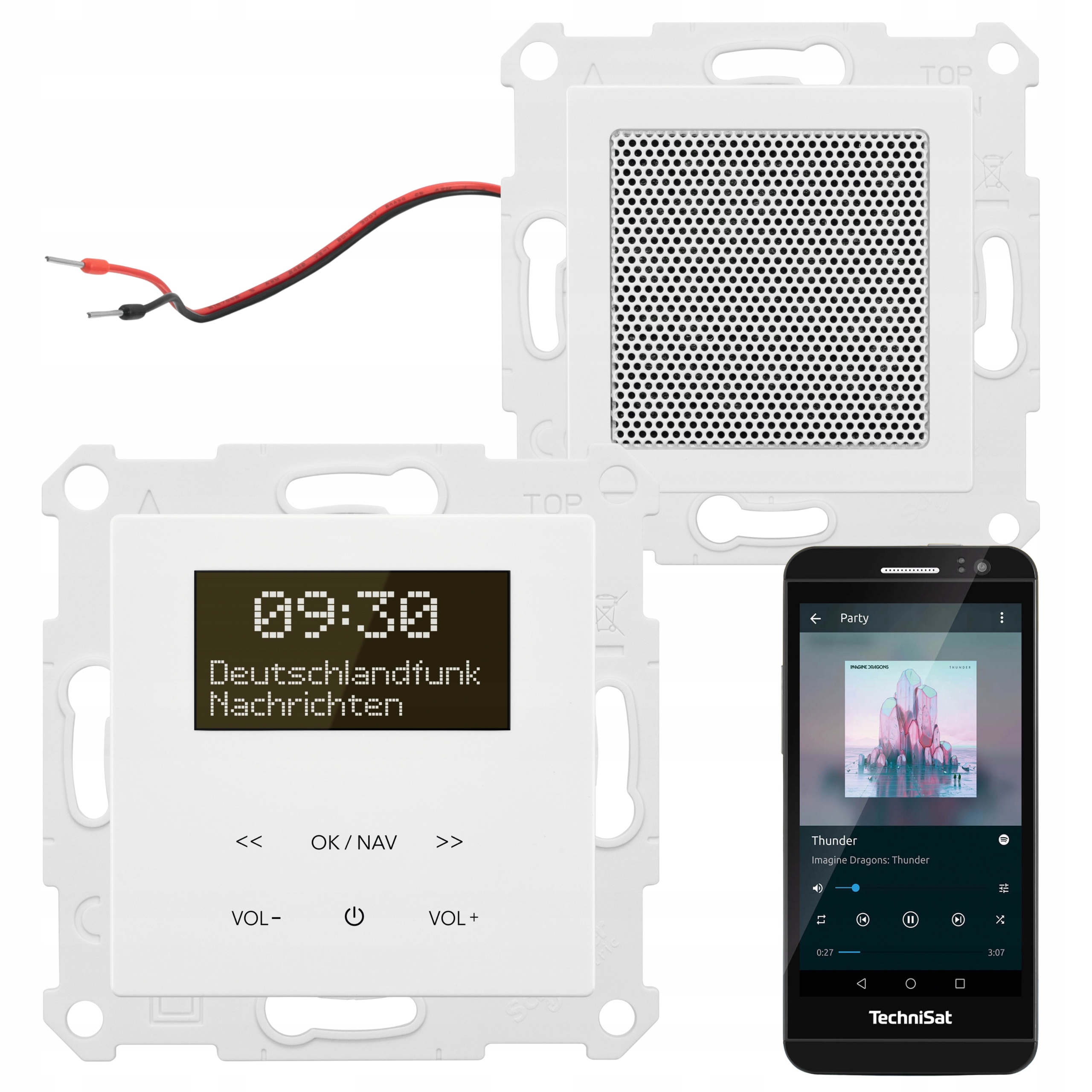 Bluetooth podomítkové rádio budík Dab+ TechniSat Digitradio Up 55 Tem