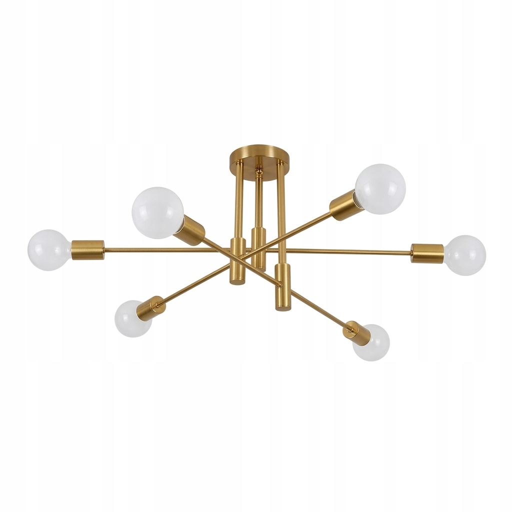 Lampa Sufitowa Wisząca Złota Żyrandol Loft Nowoczesny 6x E27
