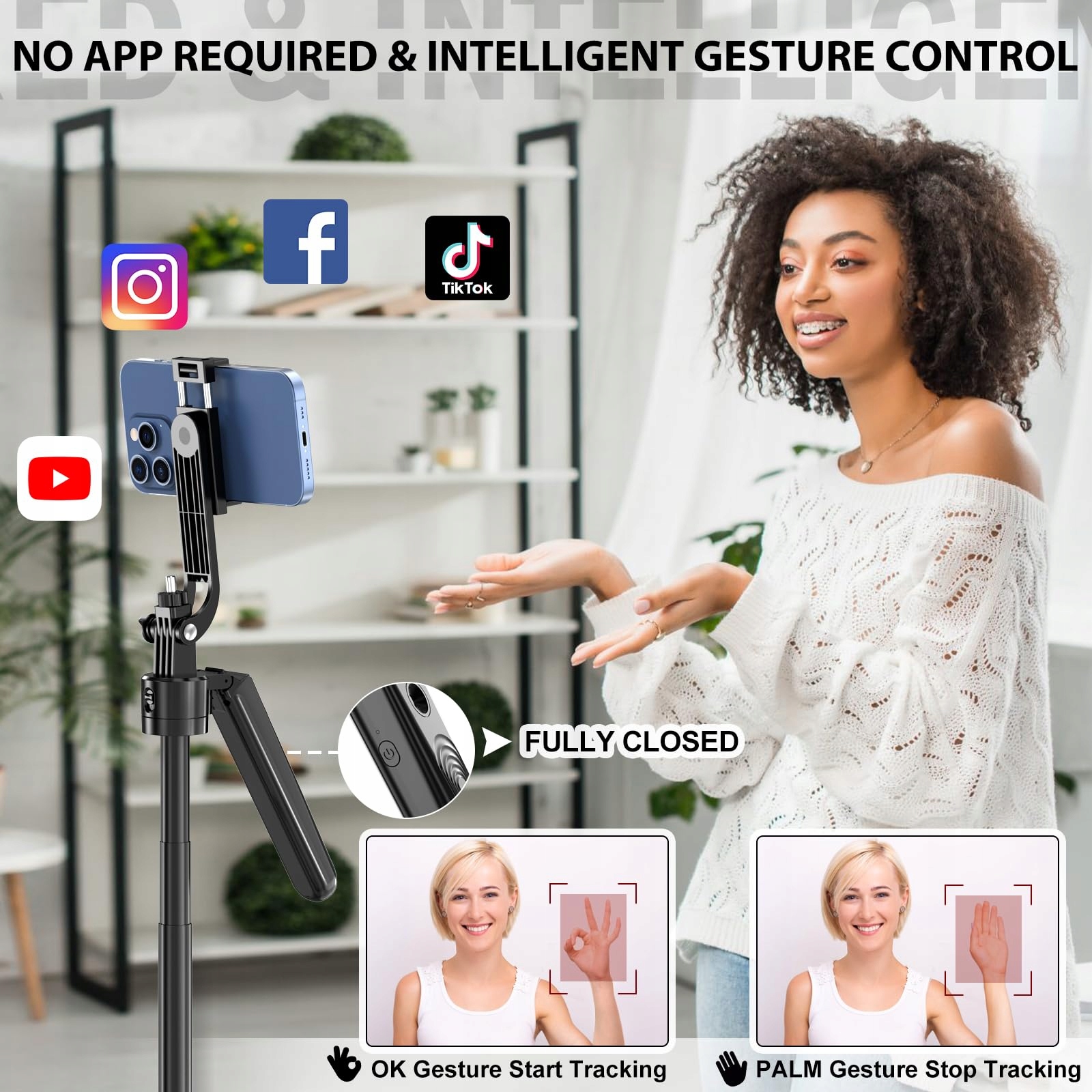 AUTO Face Tracking 360° Selfie Stick Do Telefonu iPhone — miniatura 6