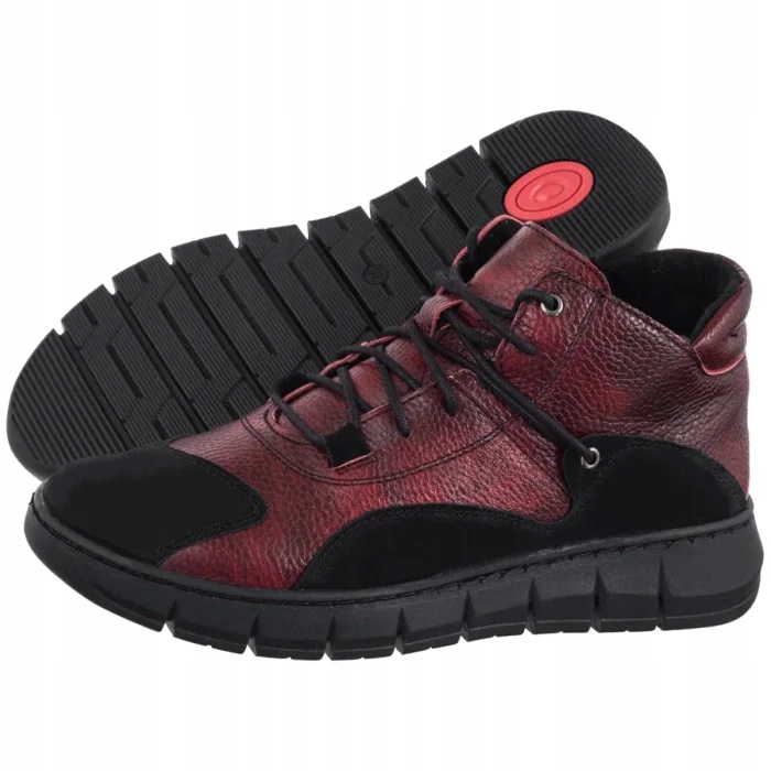 Zateplené Dámské Kožené Kotníkové Boty Helios Bordó 799 0112.0301