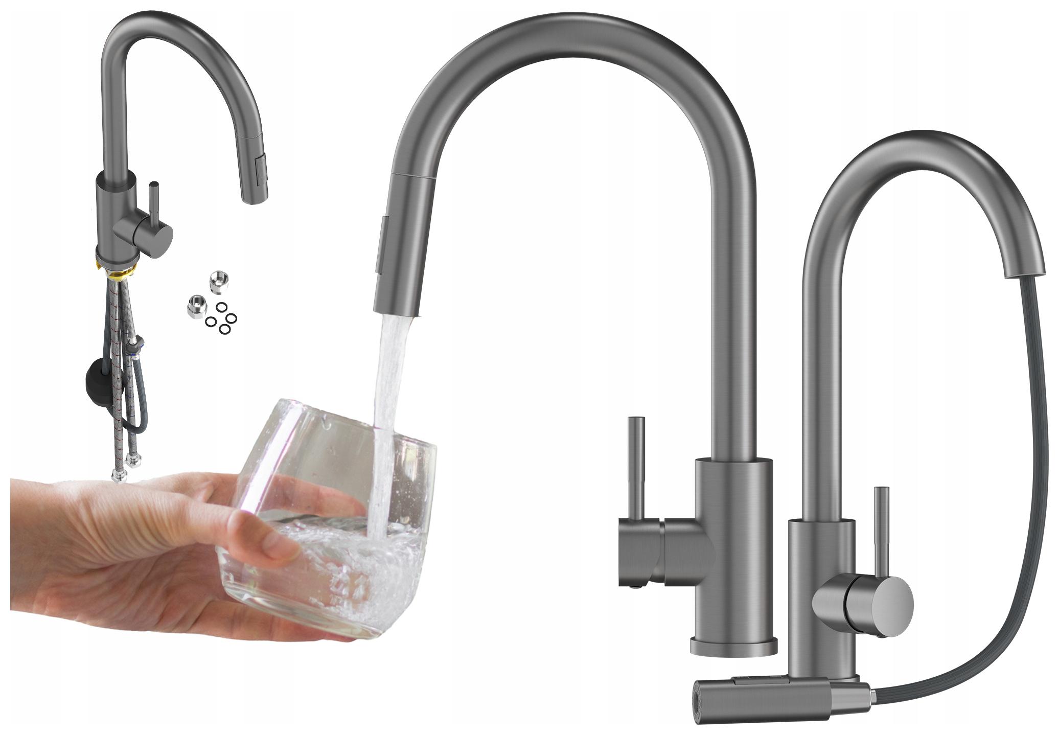 Kuchynská Batéria S Výsuvnou Hubicou Gun Grey Oceľová Metalická Loseto