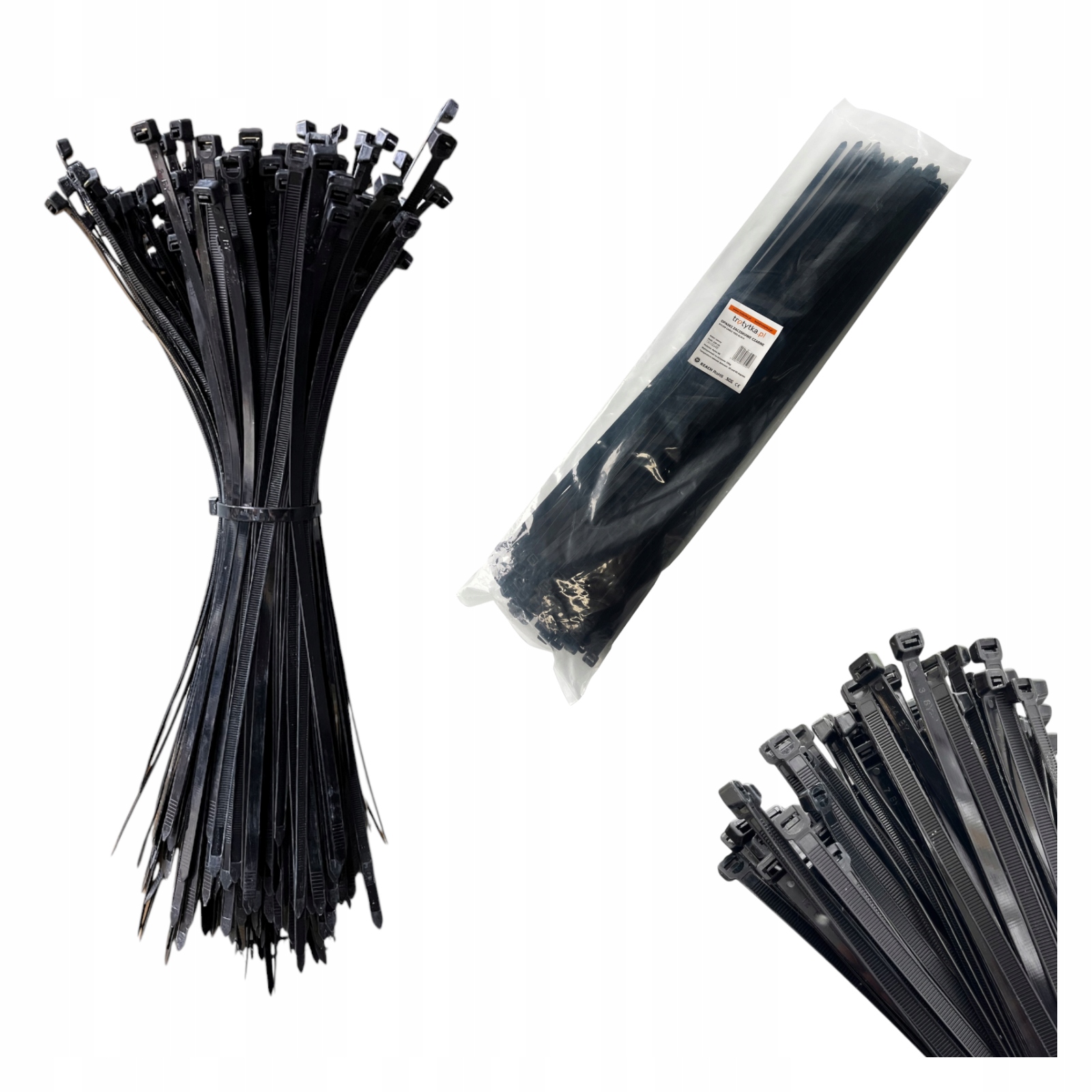 Opaski zaciskowe kablowe Trytytki trytki Uv 4,8 x 500 mm, czarny 100 szt.