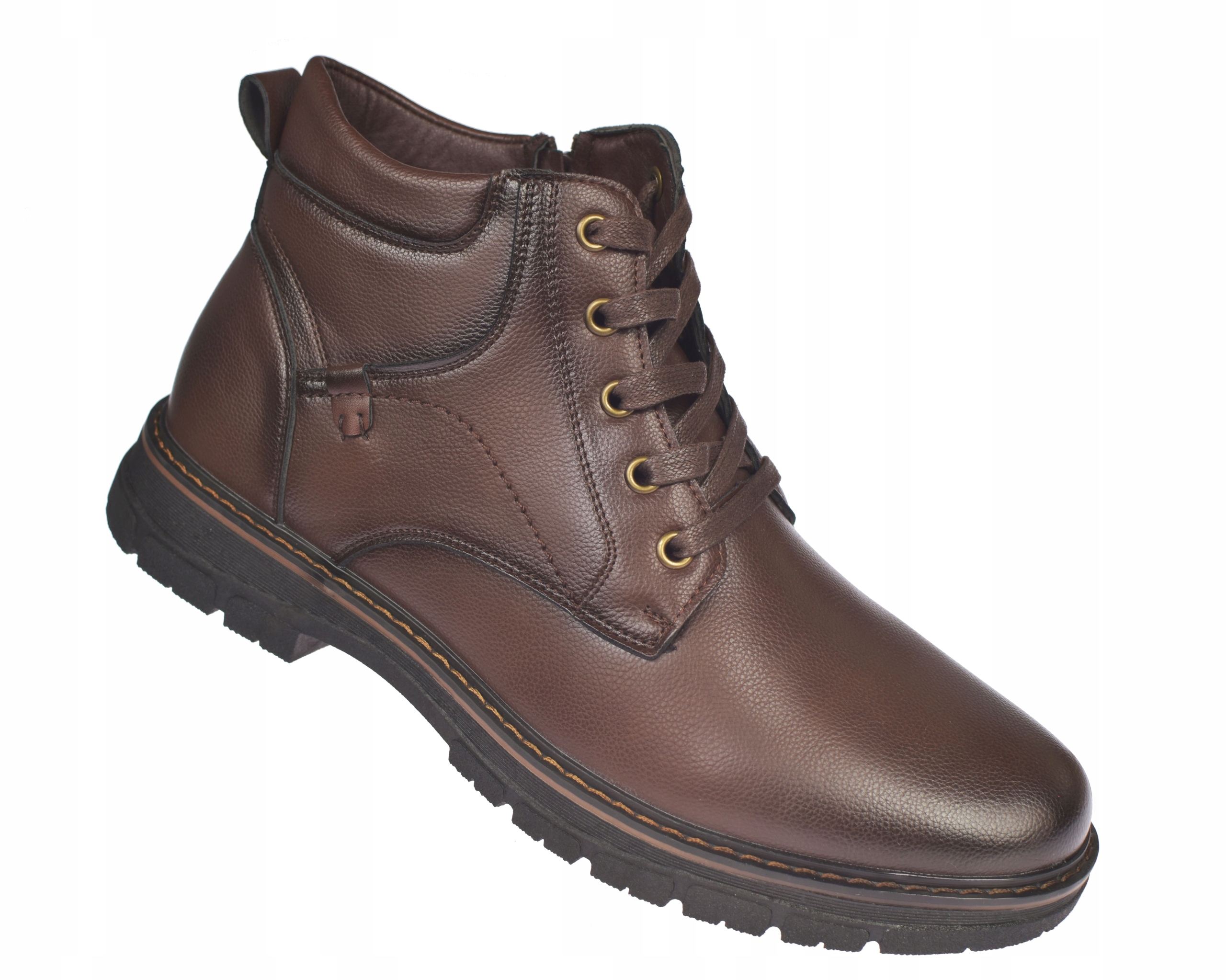 Pánské zateplené zimní trapery na zip B-0758, hnědé, velikost vel