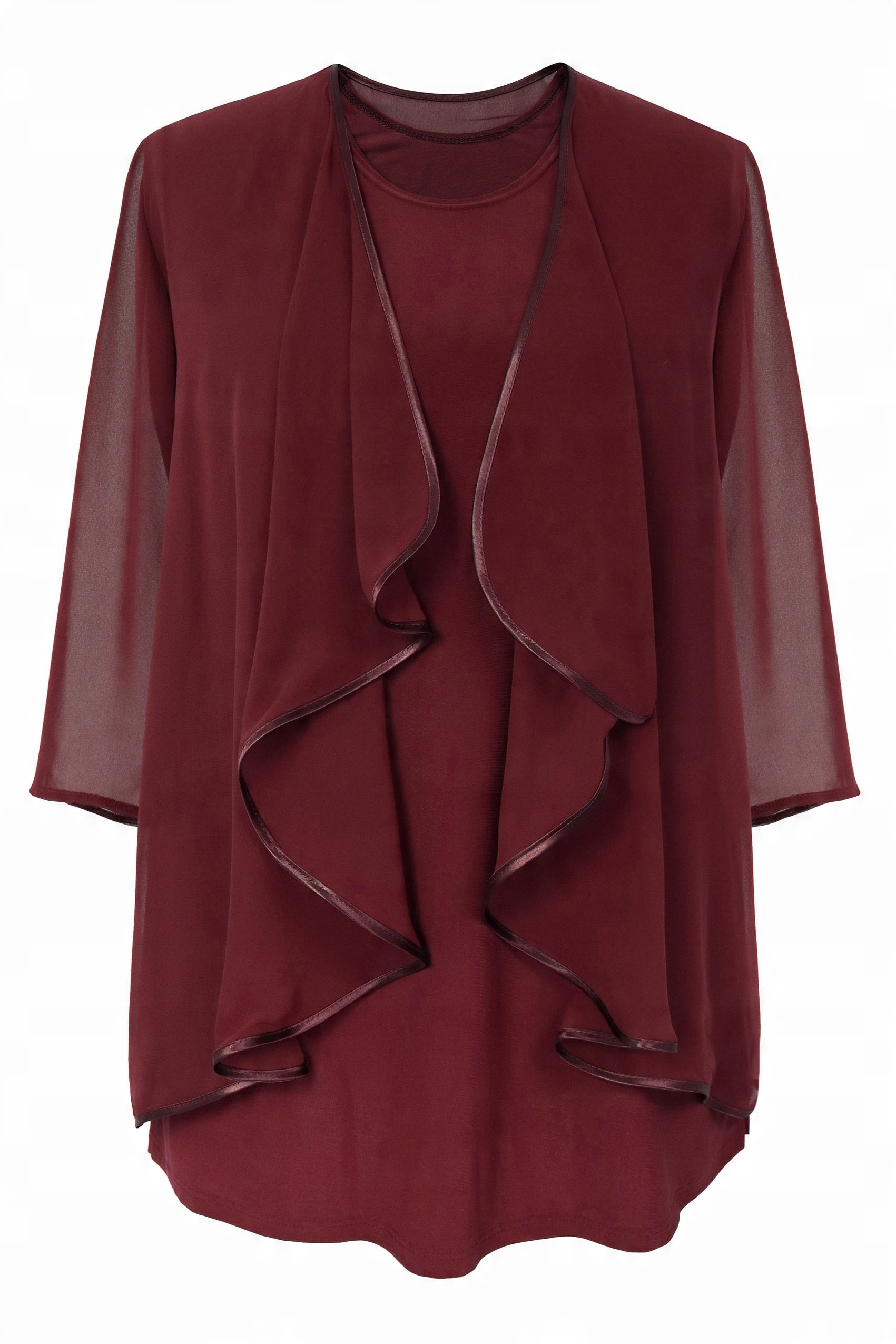 

elegancki Komplet top narzutka bordo 5XL 60 62