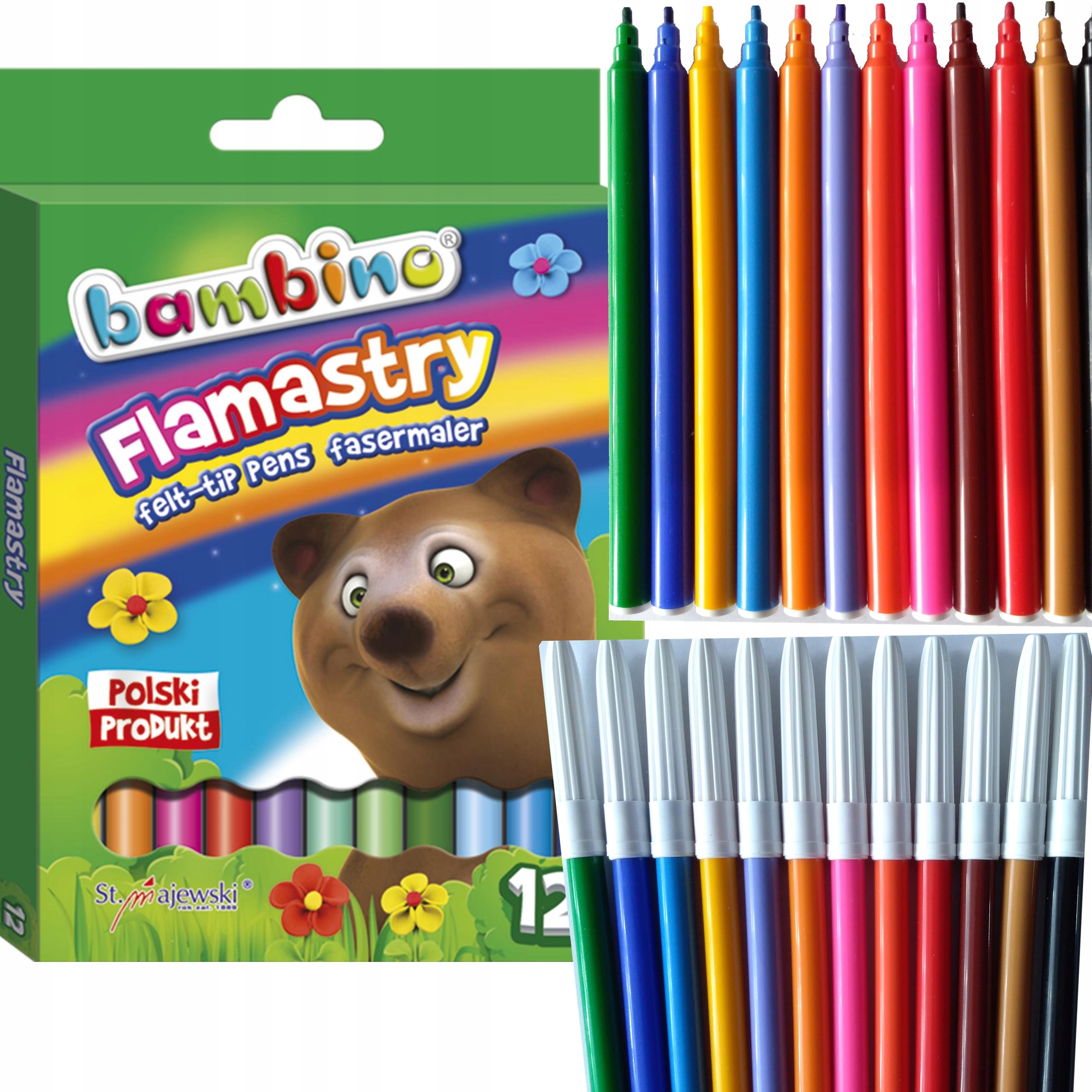 FLAMASTRY BAMBINO 12 KOL MAZAKI PISAKI SZKOLNE