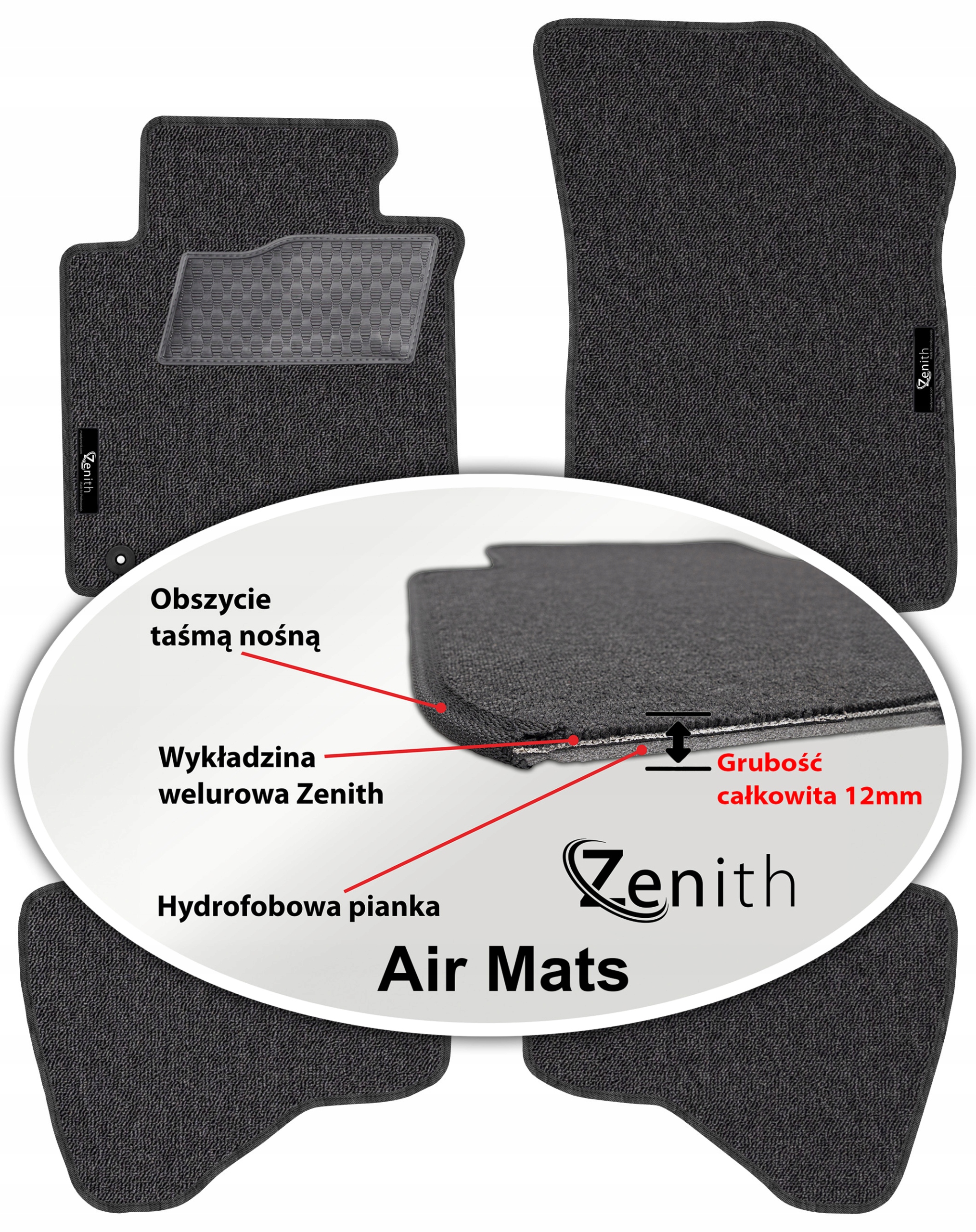 Citroen C1 I 2009-2014 Velúrové koberčeky do auta Zenith Air Mats