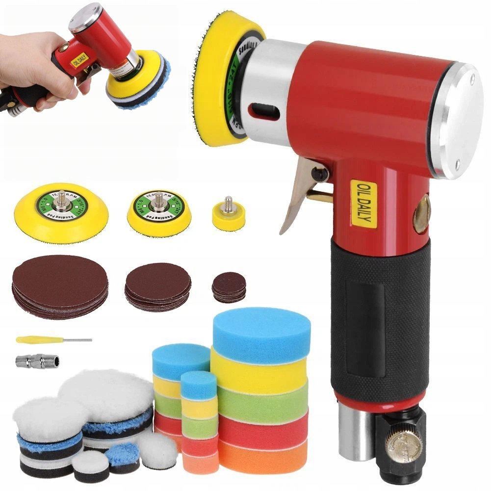 Pneumatická lešticí bruska Houbičky Futra Filce – Set