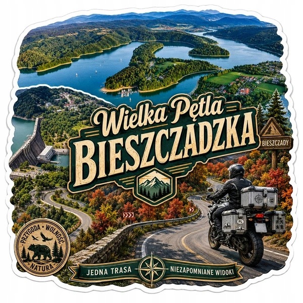 Naklejka Wielka Pętla Bieszczadzka na kufer walizkę kamper motocykl