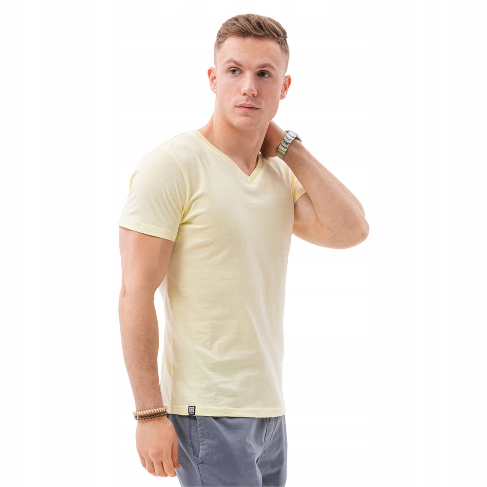 

T-shirt męski bawełniany basic S1369 jasnożółty L