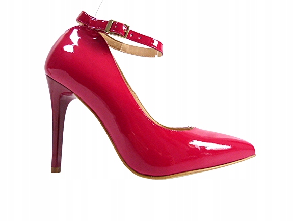 Boty Sala 39 Fuchsia se zapínáním kolem kotníku, kožené, elegantní lodičky