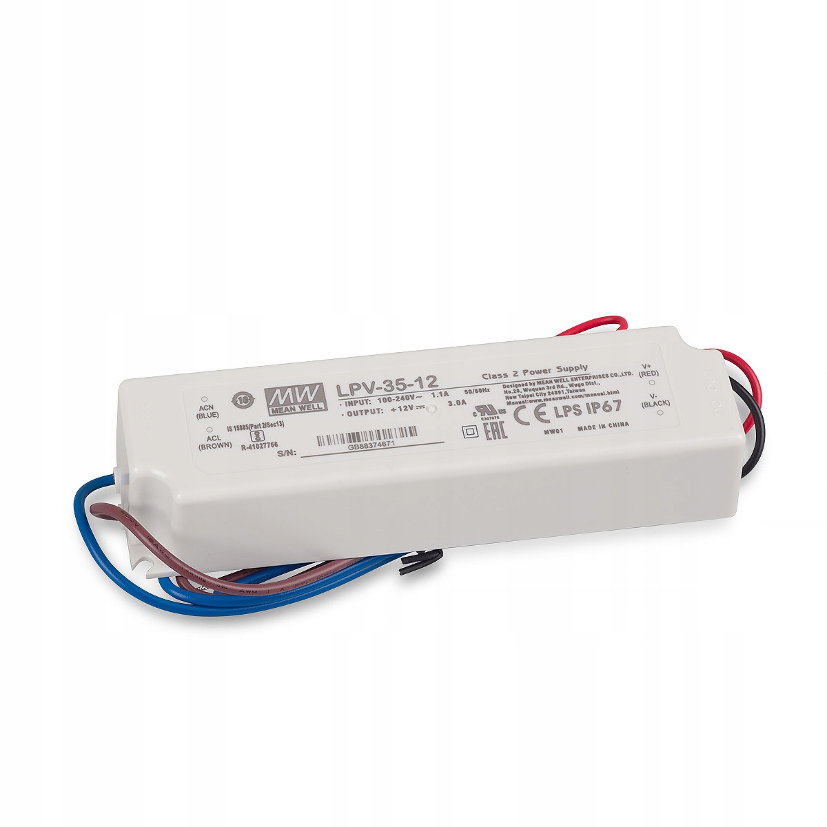ZASILACZ LED 12V 3A 35W MEAN WELL LPV-35-12