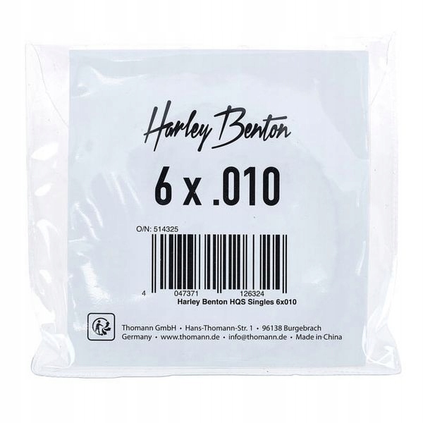Paczka strun E1 do gitary 6 x .010 Hqs Harley Benton