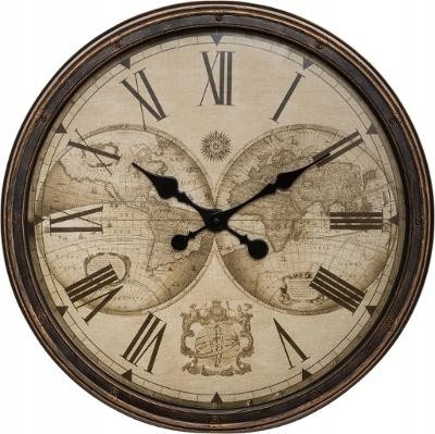 ZEGAR 50 cm RETRO VINTAGE MAPA ŚWIATA LOFT