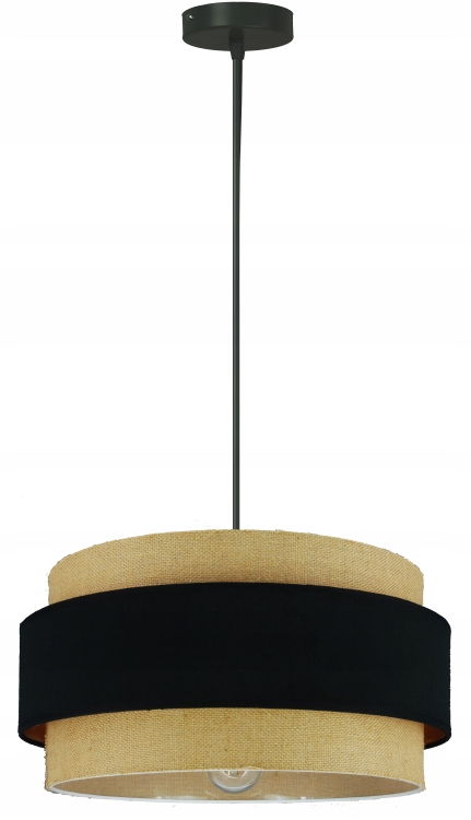 Moderní závěsná lampa Boho Duo Juta s černým velurem