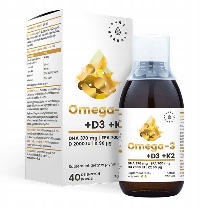 

Aura Herbals Omega-3 Wit D3 2000IU K2 MK-7 200 ml