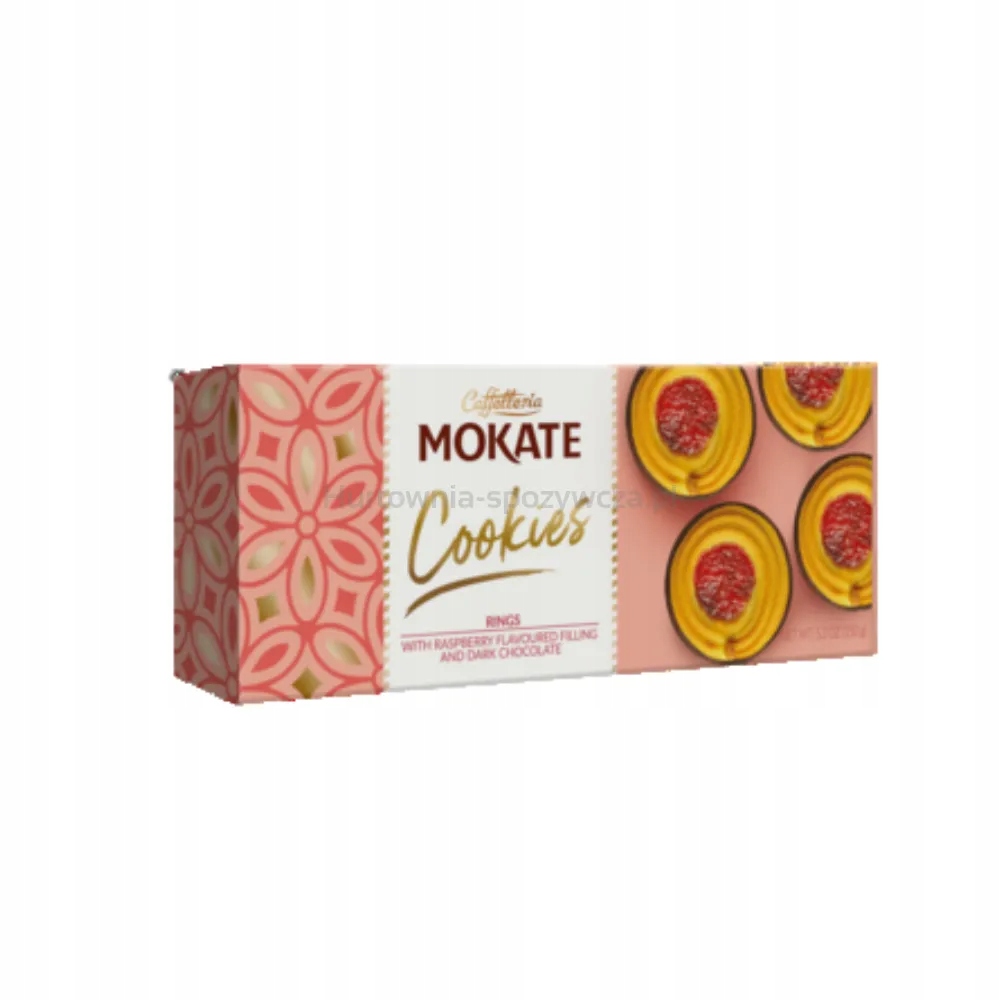 Caffeteria Mokate kroužky s malinovou náplní a tmavou čokoládou