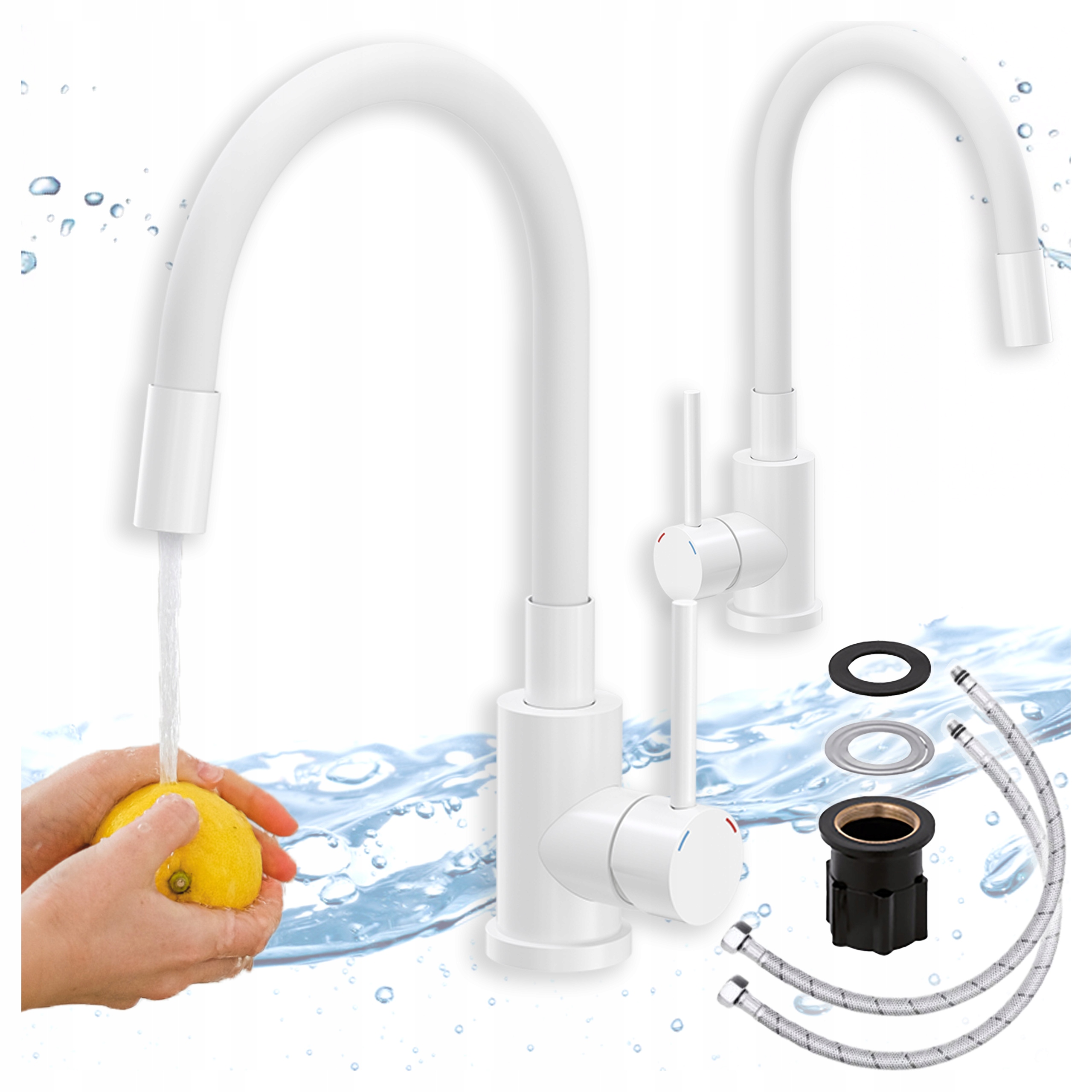 Kuchyňská Baterie Masivní Stojánková Bílá Elastická ohýbatelná výtoková zátka