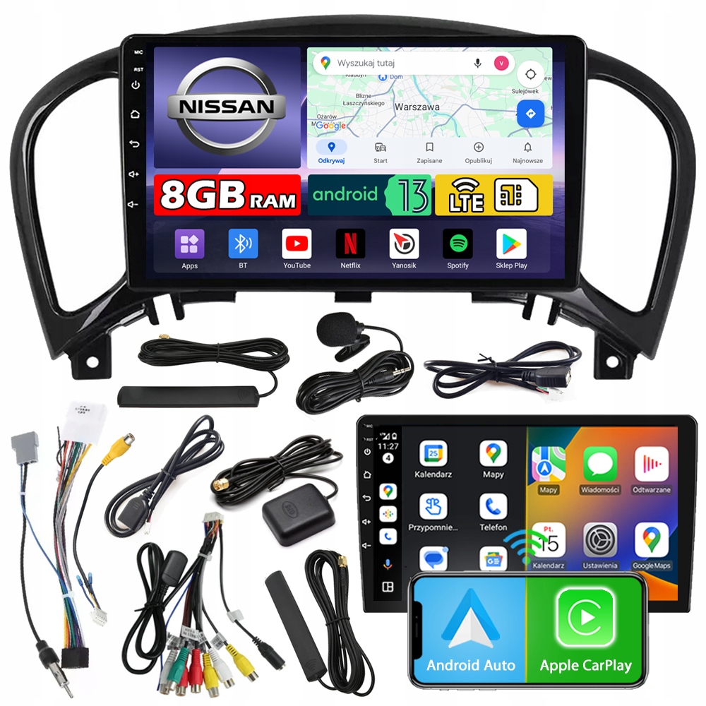 Autorádio Ncs ZQ9 Nissan Juke 2010-2019 Android Navigace 8GB Lte