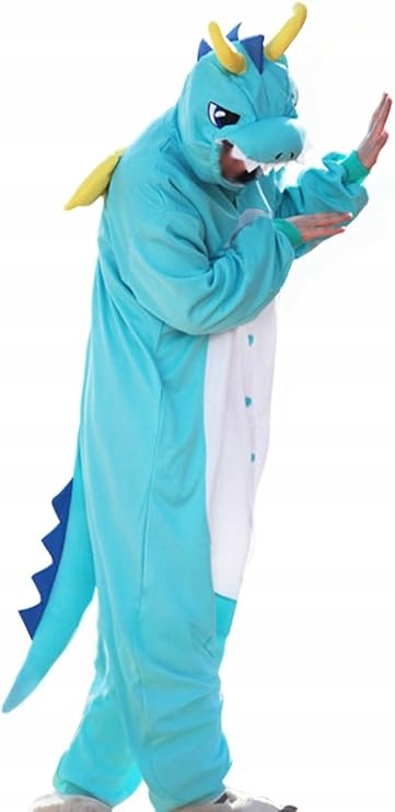 Pánské pyžamo Kigurumi Drak Modré Velikost M 158-168 cm (Kostým)