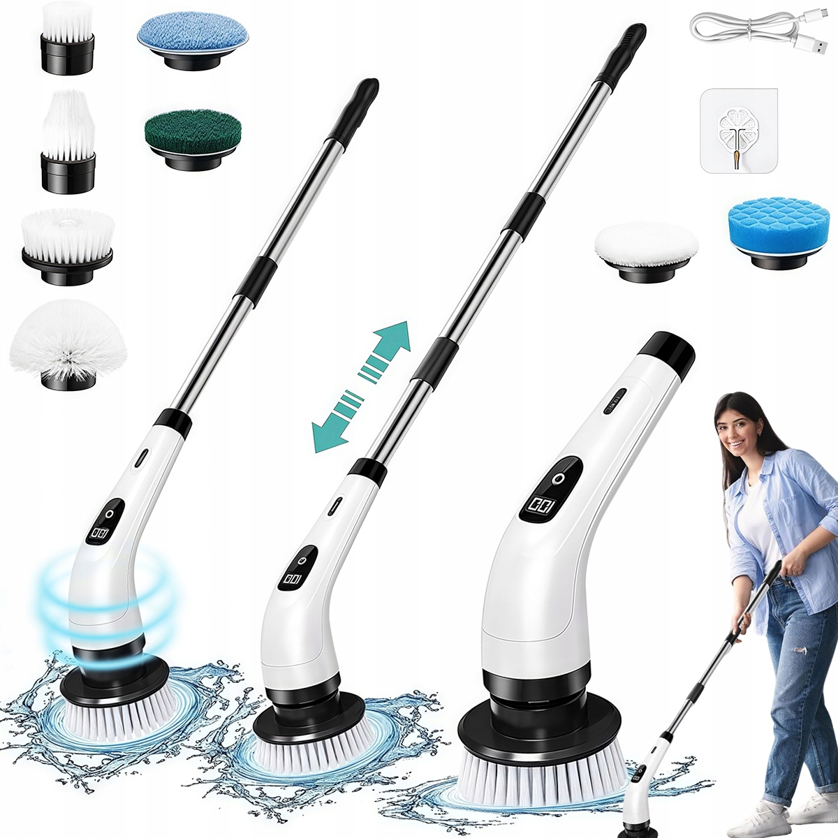 9V1 Elektrický Čistý Čisticí Kartáč Do Koupelen A Kuchyní Na Podlahy Nábytku