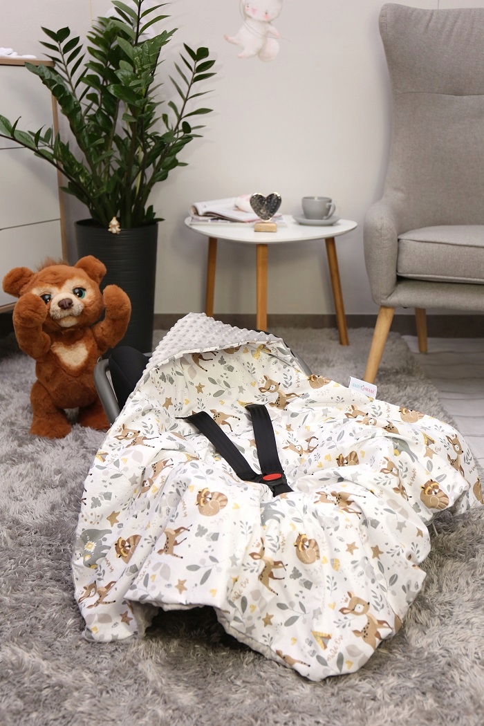 BABYMAM KOCYK MINKY DO FOTELIKA NOSIDEŁKA OTULACZ CIEPŁY Z KAPTURKIEM Stan opakowania oryginalne