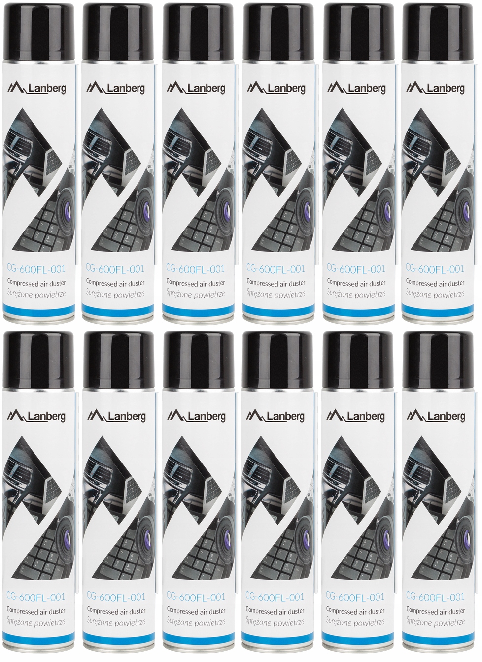 12 X Sprężone Powietrze Z Rurką 600ML Air Duster Lanberg