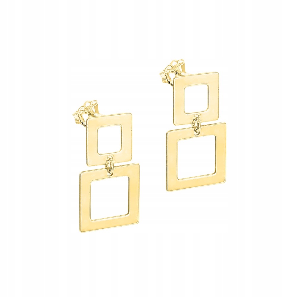 Stříbrné náušnice pozlacené Ag 925 geometrické čtverce PW0220923EG