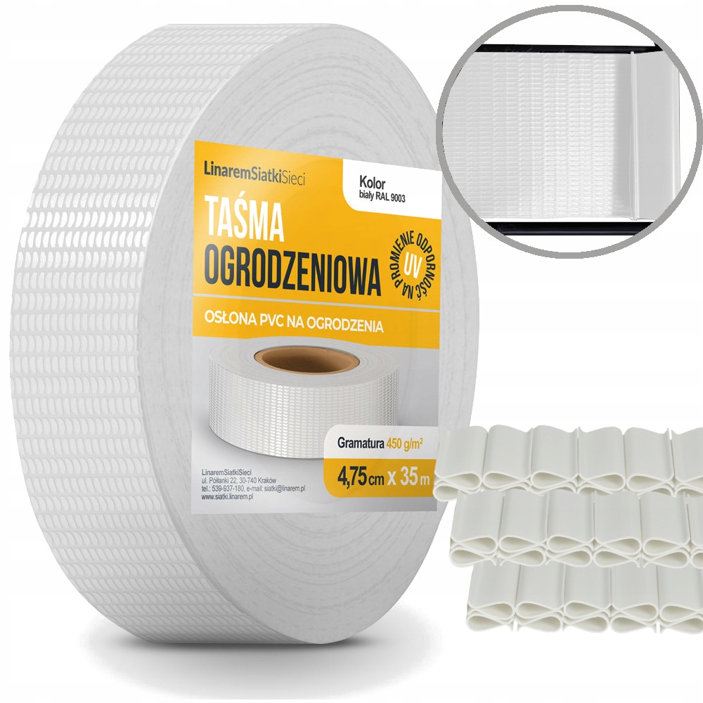 

Taśma Ogrodzeniowa Osłona Panel 3D 4,75x35m Biała