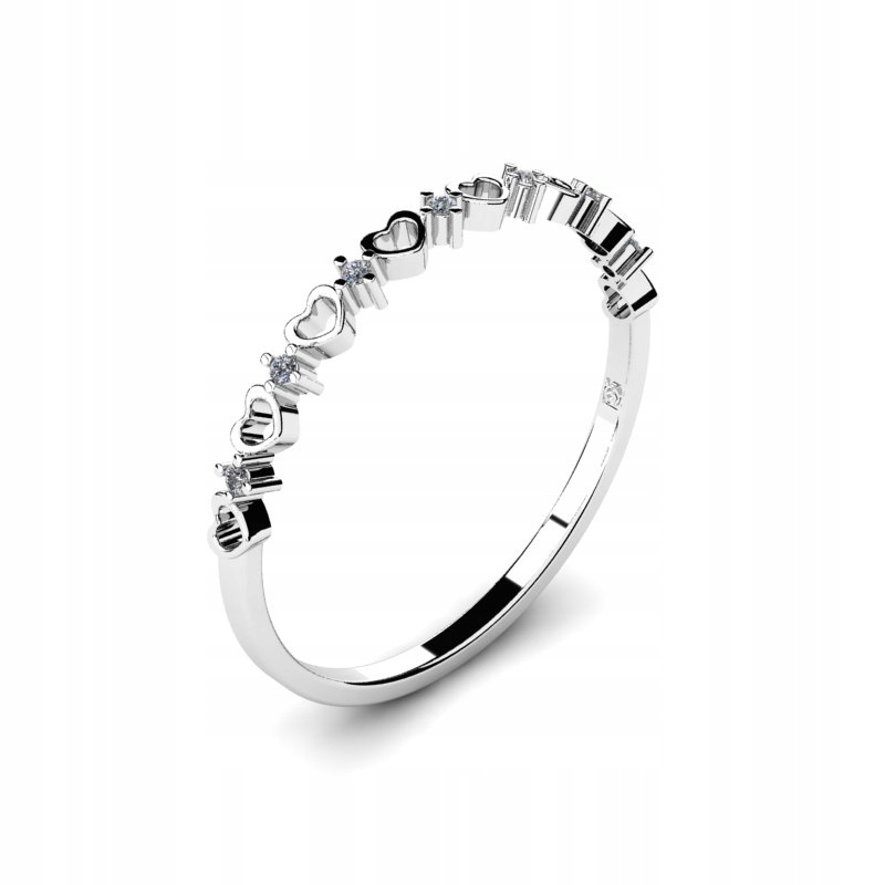 

Pierścionek Z Białego Złota Serca Z Brylantami