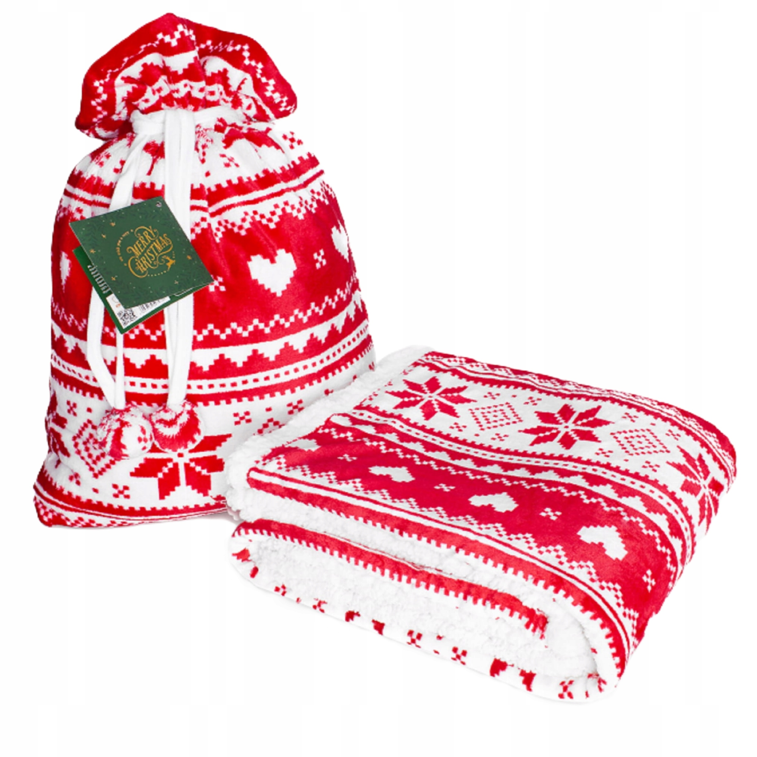 fleecová deka Saco 150x200 v červeném sáčku Saco zimní