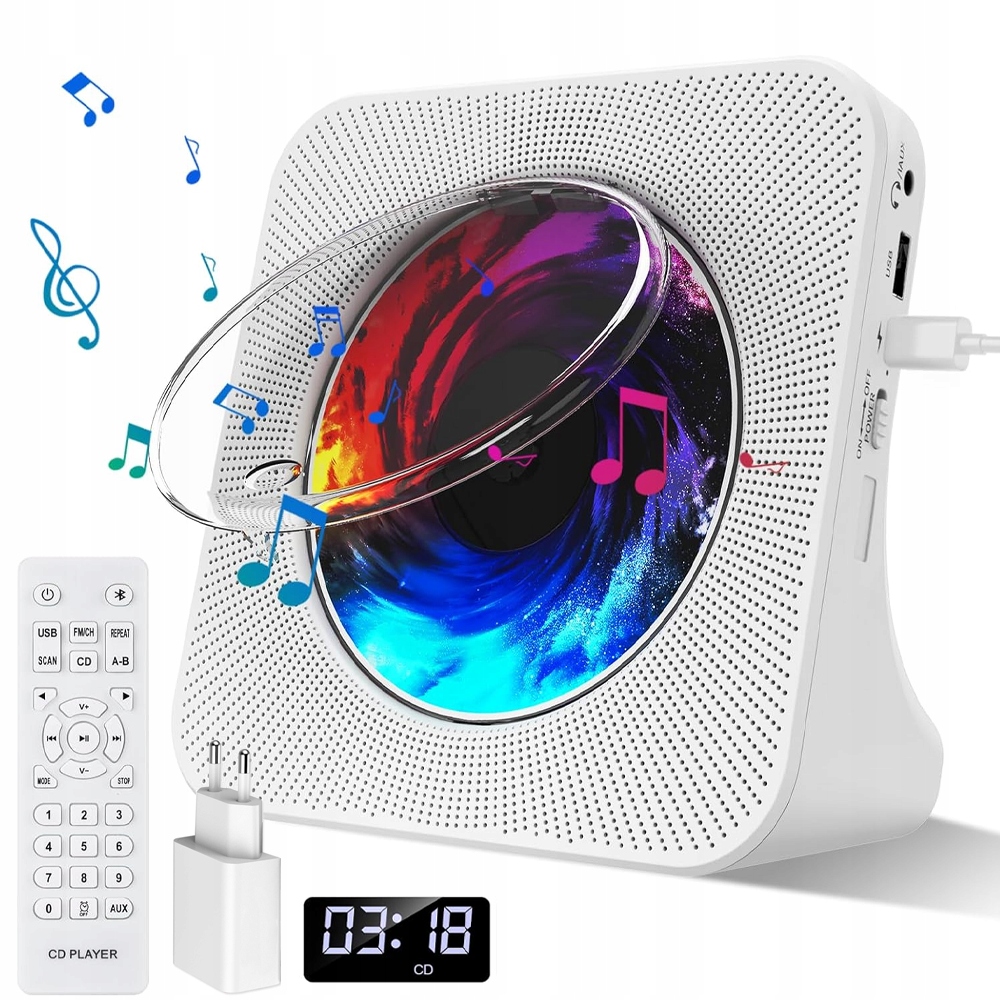 ПОРТАТИВНЫЙ CD-ПЛЕЕР ДИНАМИК ВОСПРОИЗВЕДЕНИЕ ДИСКА С АЛЬБОМОМ BLUETOOTH 5.0