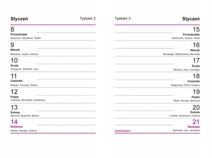 TERMINARZ KALENDARZ KIESZONKOWY TYGODNIOWY M8 75X105 MM 2024 EAN (GTIN) 5906874897416