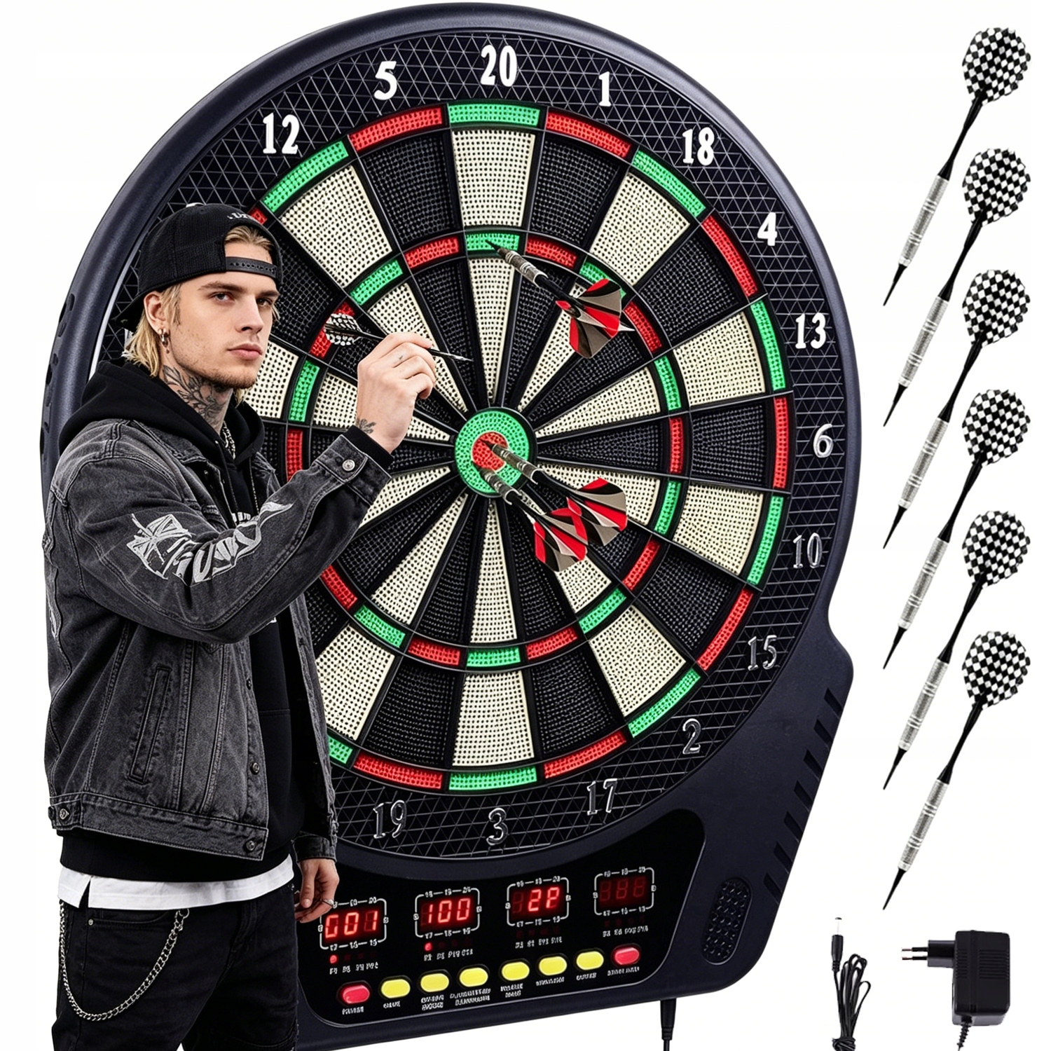 Tarcza Elektroniczna Do Gry Dart +6X Rzutki Lotki Tablica Do Darta