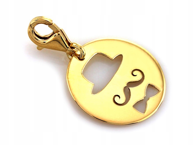 Přívěsek zlatý přívěsek 585 na náramky válec knír motýlek 1.13 g