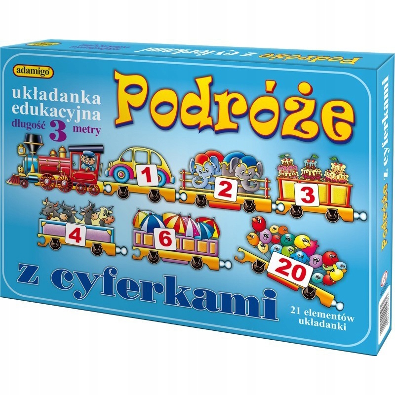 PODRÓŻE Z CYFERKAMI UKŁADANKA GRA ADAMIGO