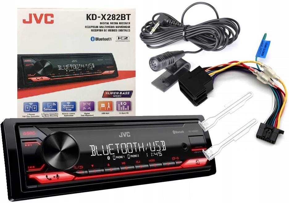 Jvc KD-X282BT- Zestaw Głośnomówiązy Bluetooth /4x50W Mikrofon Usb Aux