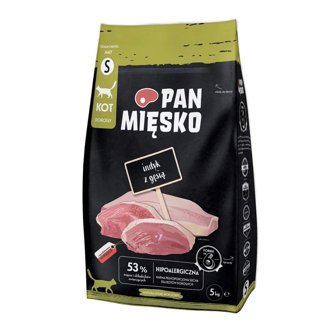 Levně Pan Mięsko Krmivo suché pro kočky Krůta s husou (dospělý) křupky S 5 kg