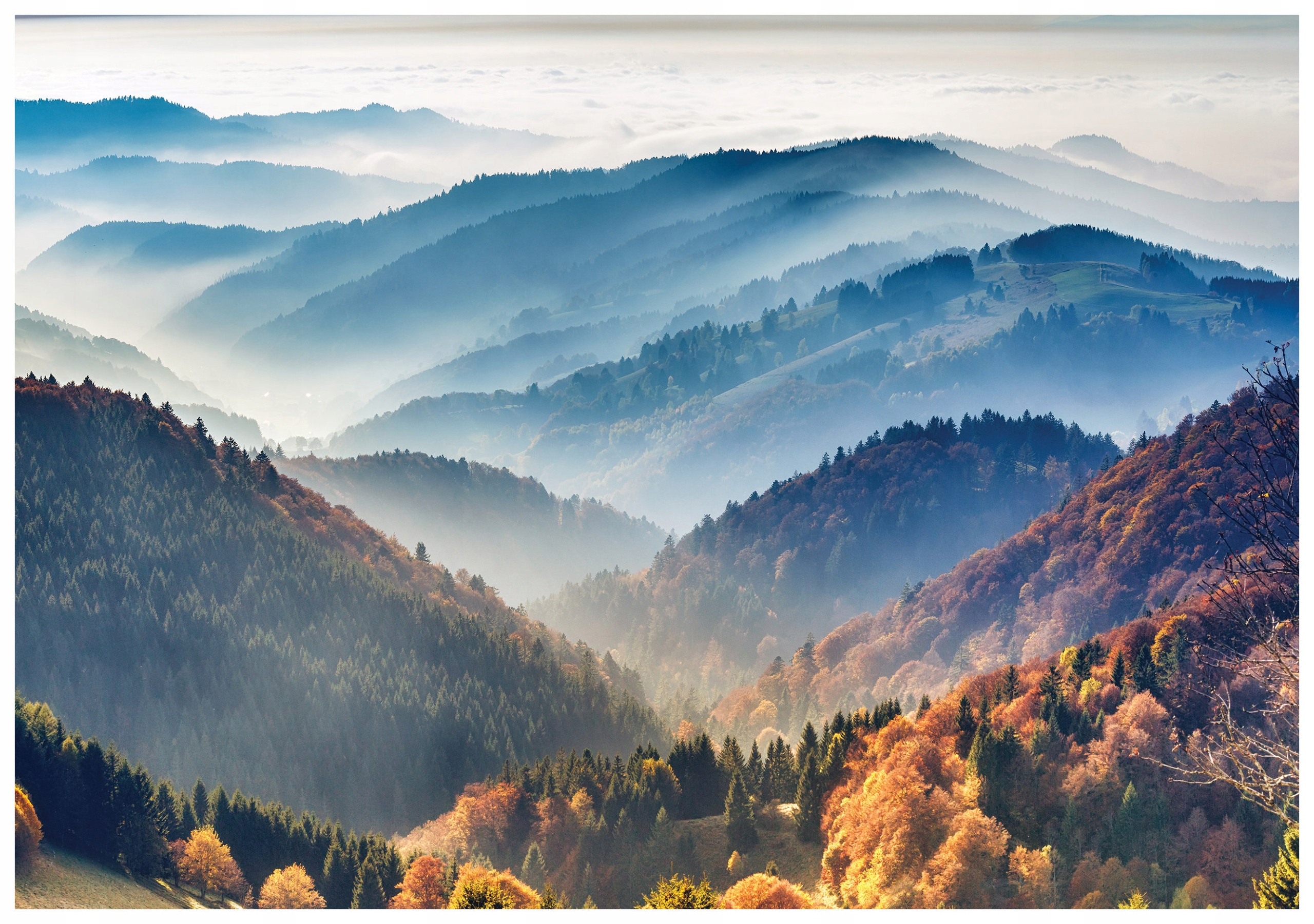 Fototapeta Hory na jeseň v hmle panoráma vinyl 312x219 relax efekt lepidlo