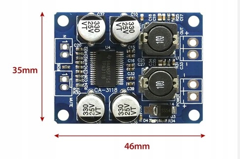 WZMACNIACZ MONO 1X60W 8-24V TPA3118 Rodzaj wzmacniacz