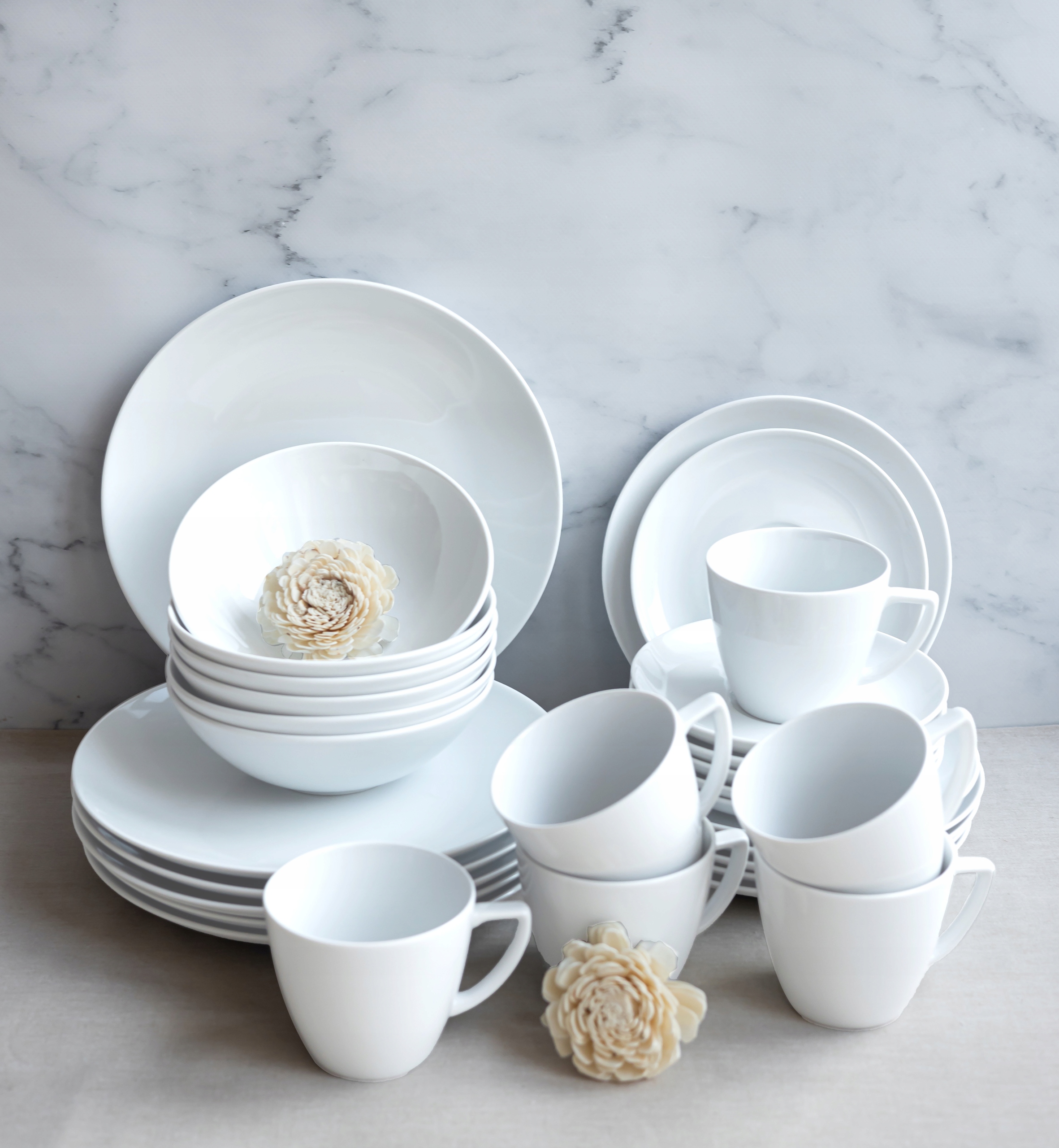 Lubiana Boss Biały Serwis Obiadowo Kawowy 120/24 Porcelana