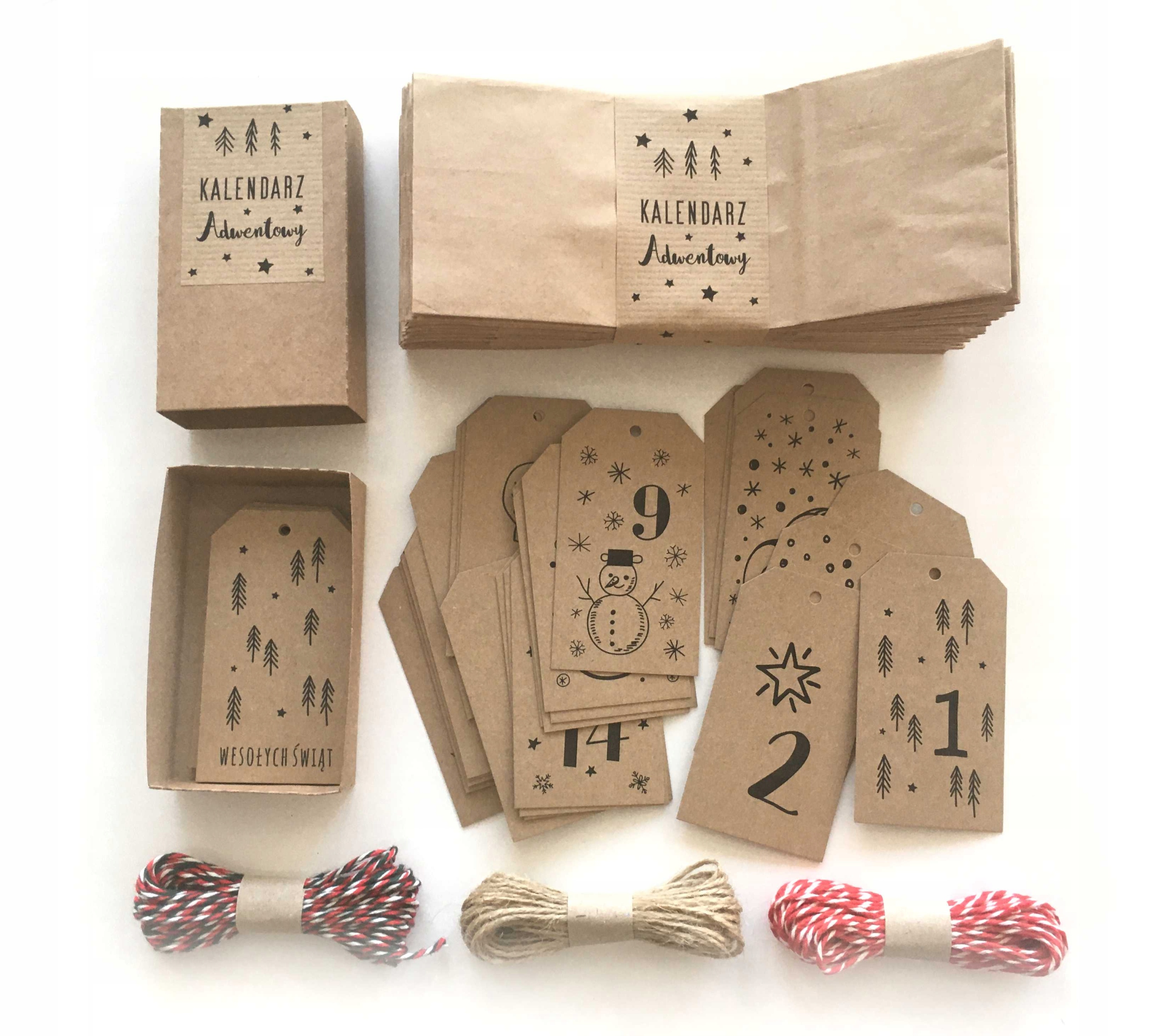 Kalendarz ADWENTOWY torebki EKO torebki sznurek